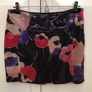 Diane Von Furstenberg floral sequin mini skirt